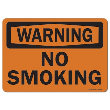 OSHA Warning Decal, No Smoking, 5in X 3.5in Decal
